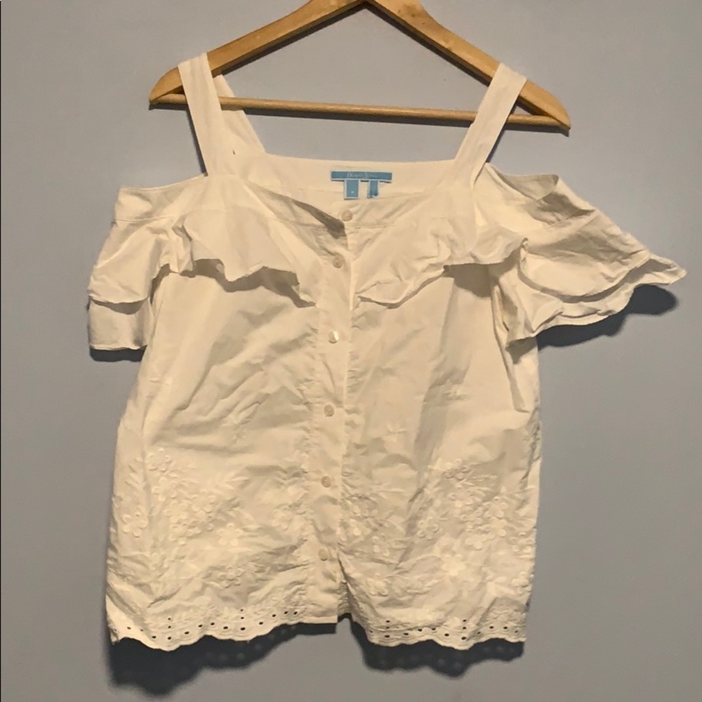 eyelet off the shoulder top from Draper James